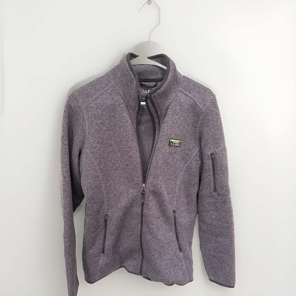 LL Bean Women's Sweater Fleece Full-Zip Jacket Tall Medium Purple